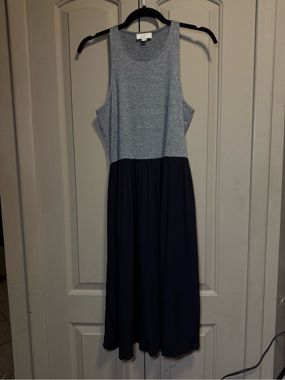 LOFT Grey Top Black Skirt Sleeveless Casual Dress